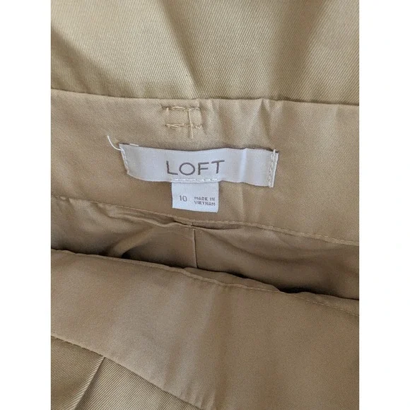 Trench Wrap Midi Skirt 10 Khaki Tan Belted Double Breasted Ann Taylor LOFT - Picture 4 of 7